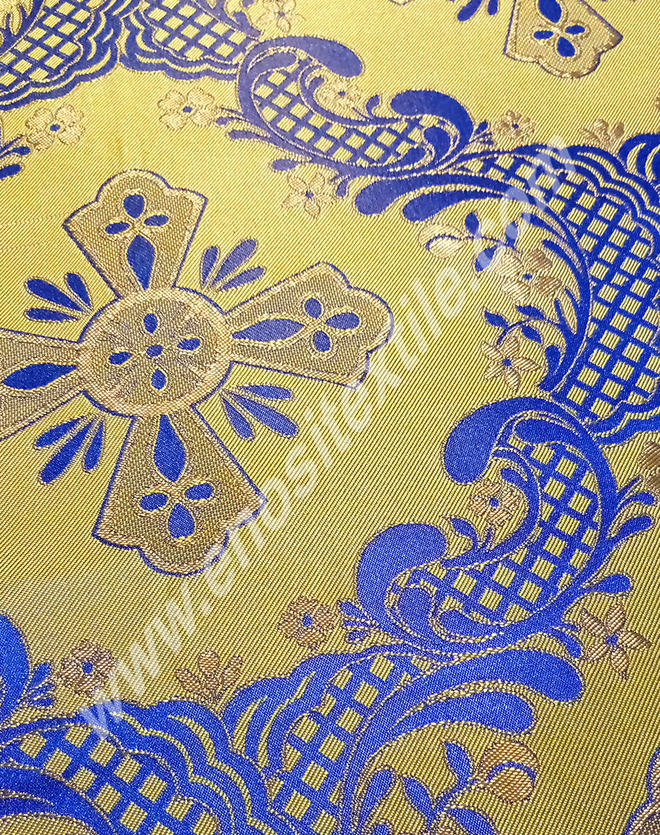 KL-016 Navy Blue-Gold Brocade Fabrics